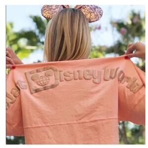 EUC Disney World Parks Rose Gold Spirit Jersey Long Sleeve Pullover Shirt sz: S
